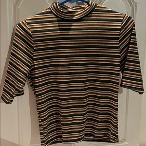 Striped Mock Neck Top- Olivia Rae